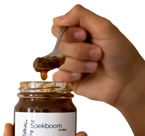 Hand scooping The Spekboom Co Jam Product to show how the deli products are used